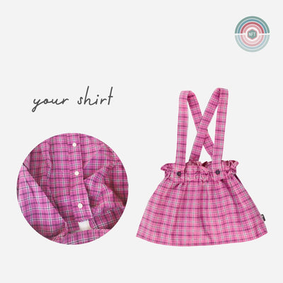 Storybook comes with our - Classic Style Children's skirt with suspenders made from the shirt of someone special